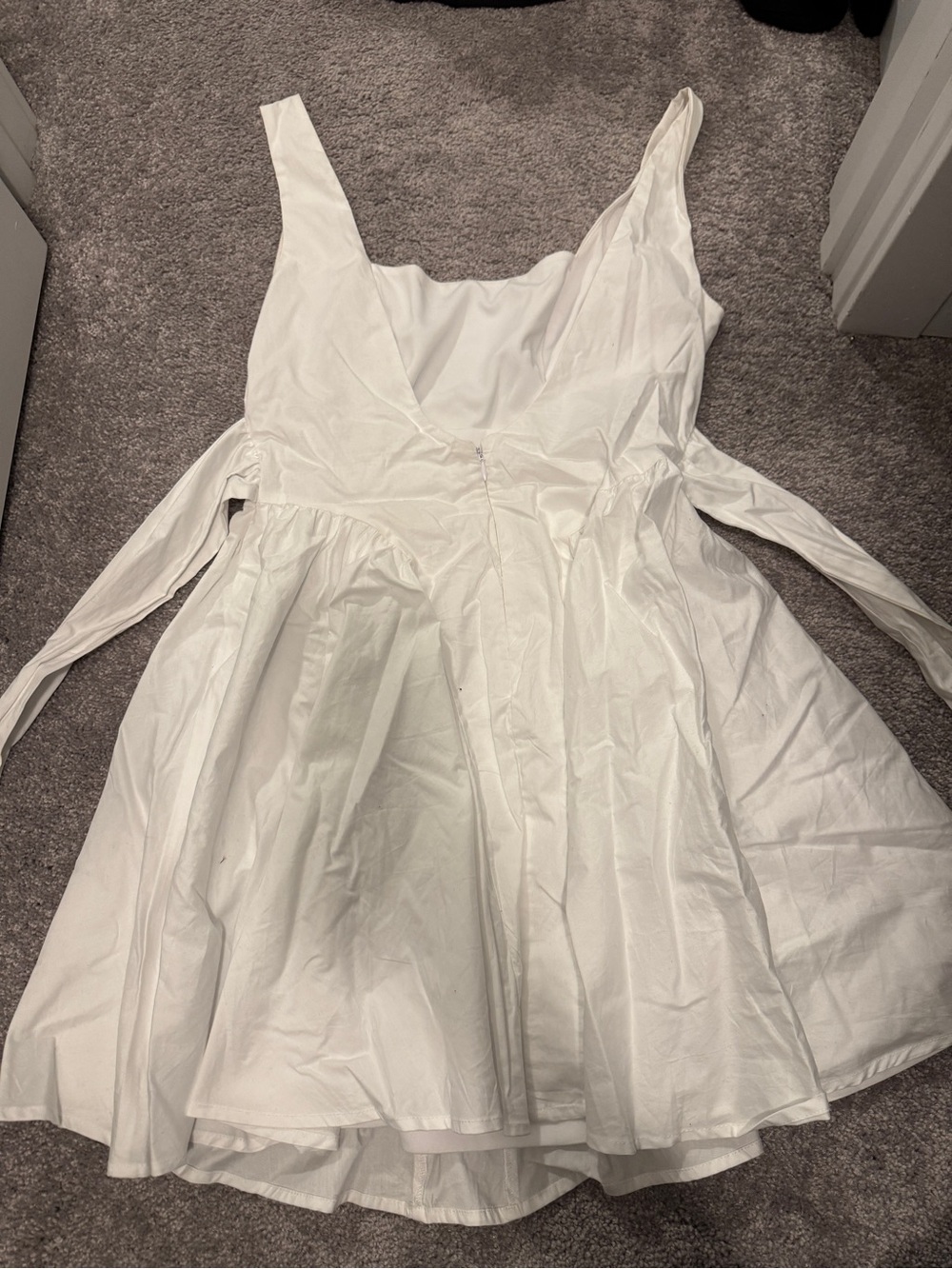 Women's White Square-Neck Tie-Waist Sundress - Picture 2 of 2